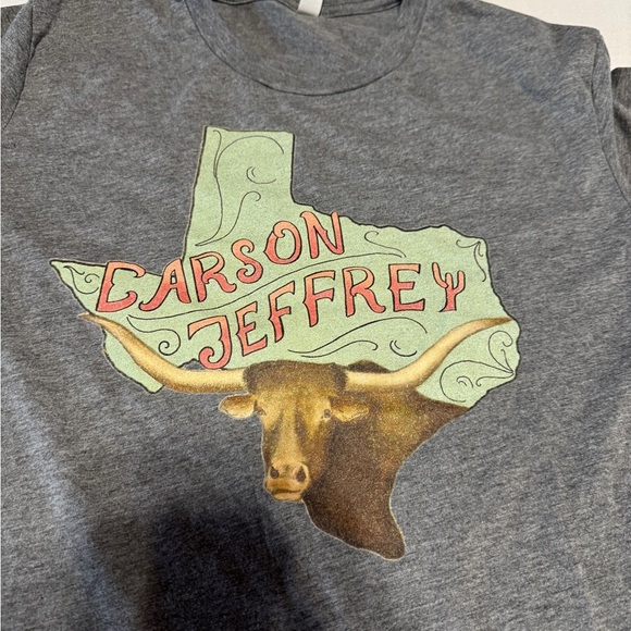 Carson Jeffery Size Large Gray Graphic T-Shirt with Texas Design - Picture 2 of 5